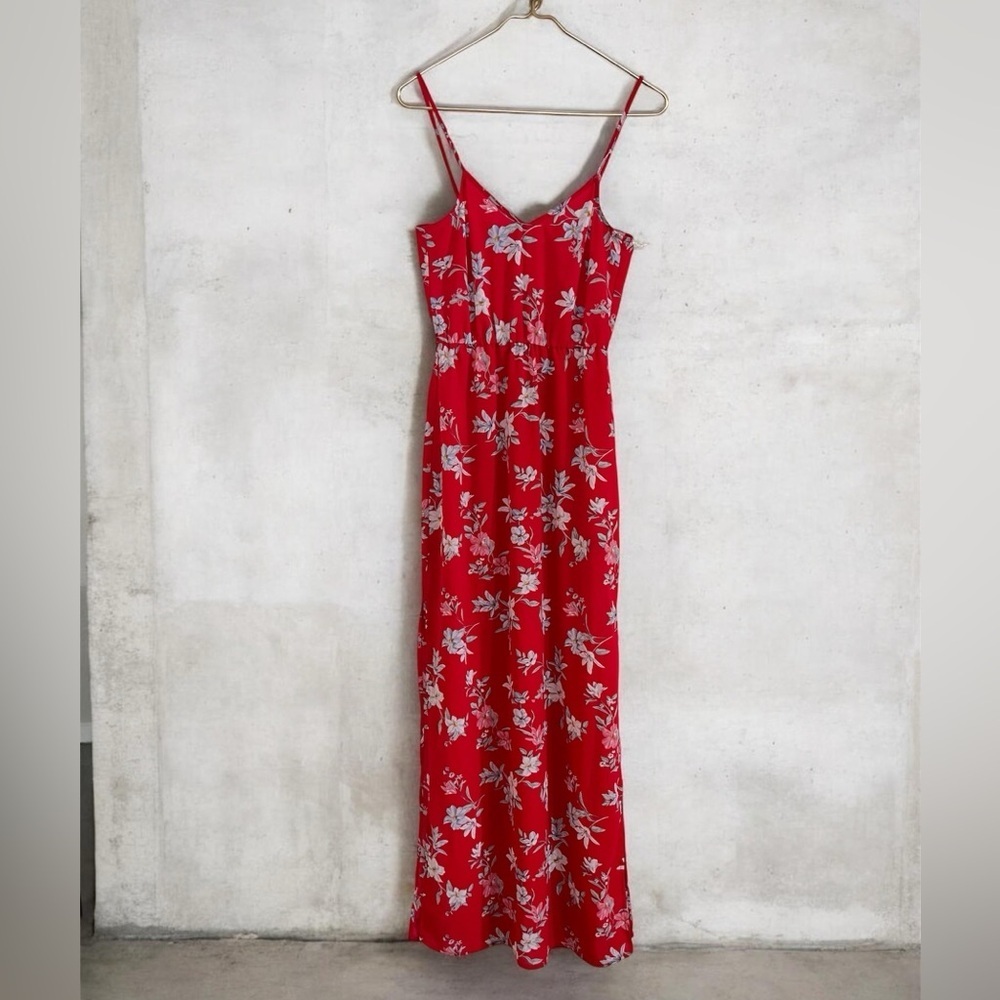 H&M romantic Floral Red Maxi Dress size 2